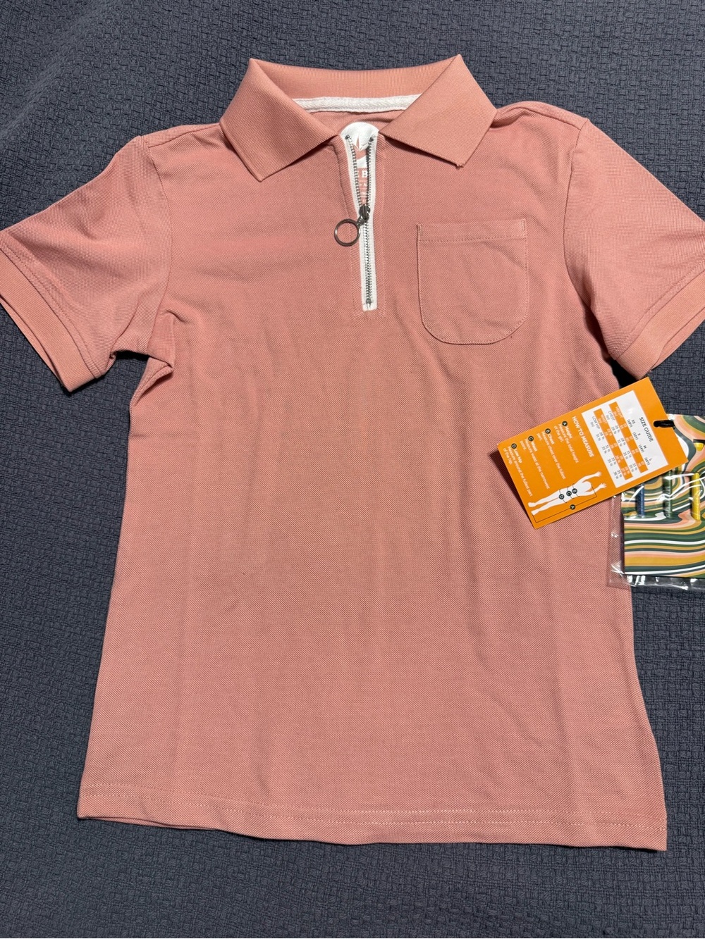 Marie Birdie girls Short-Sleeve Zip Polo in Dusty Pink